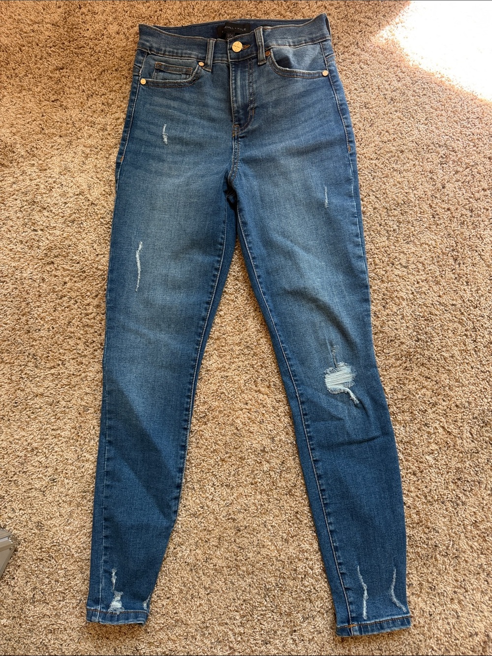 Kendall & Kylie Distressed Skinny Jeans - Dark Blue